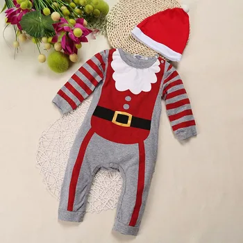 2019 Kalėdų Kūdikiams Kostiumas vaikams naujagimių drabužiai ilgomis rankovėmis pavasario vaikams, kūdikiams, drabužiai, set top + hat kūdikių Komplektai