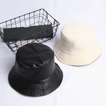 2019 leatehr kietas šiltas Dviejų pusių kibiro kepurę Žvejys skrybėlę nuo Saulės bžūp skrybėlės moterims ir vyrams 480
