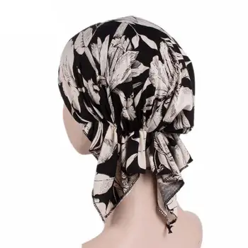 2019 NAUJA Mada Moterims Gėlių Musulmonų Pynimas Vėžio Chemo Beanie Skrybėlių Šalikas Galvos Turbaną Wrap Bžūp Spausdinti galvos Apdangalai Lady Skrybėlės Naujas