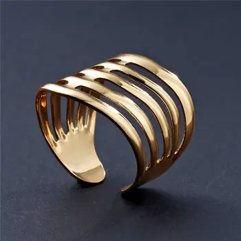 2019 Naujas Mados Aukso Geometrinis Arkos Juostelės Išskaptuotas Atidarymo Žiedas Moterų Pankroko Lydinį, Dantytais Žiedais Paprasta Boho Papuošalai