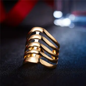 2019 Naujas Mados Aukso Geometrinis Arkos Juostelės Išskaptuotas Atidarymo Žiedas Moterų Pankroko Lydinį, Dantytais Žiedais Paprasta Boho Papuošalai