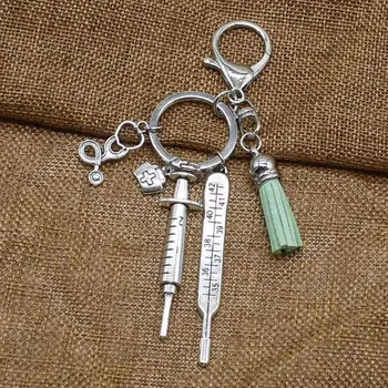 2019 naujas slaugytoja medicinos lauke medicinos key chain adatų švirkštų keitimo stetoskopas kutas mielas raktų žiedas papuošalai dovana