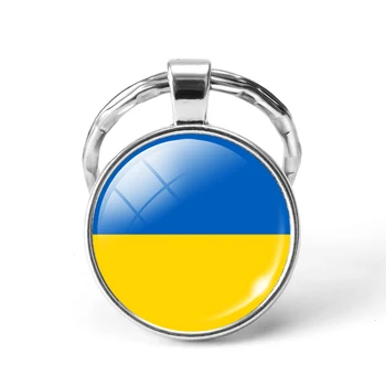 2019 Naujausias Metalo Pasaulio Futbolo Čempionato Keychain Ukraina / Ispanija / Izraelis / Jungtinės Karalystės Nacionalinės Vėliavos Stiklo Cabochon Paketų Prižiūrėtojų Raktinę