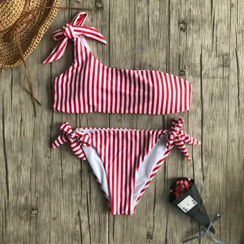 2019 Naujo Stiliaus Mados Karšto Moterų Merginos Juostele Dviejų dalių Kostiumai Push Up maudymosi kostiumėlį, Nereguliarus Maudymosi Kostiumą, maudymosi Kostiumėliai Paplūdimio