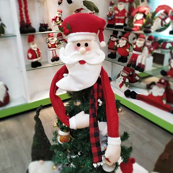 2019 Naujų Kalėdų Eglutės Rėžtuvės Dekoro Santa Claus Skrybėlę, Medžio Apdaila Viršų Raudona Kalėdų Namų Puošybai
