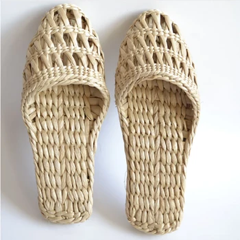 2019 vasaros unisex mados namų batai moterų šiaudų šlepetės nauja pora batų, rankų darbo Kinų stiliaus patogūs sandalai CX-LK2