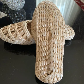 2019 vasaros unisex mados namų batai moterų šiaudų šlepetės nauja pora batų, rankų darbo Kinų stiliaus patogūs sandalai CX-LK2