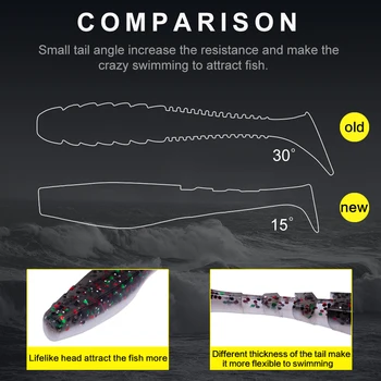2019 žvejybos minkštas masalas shad 5vnt/maišas žvejybos masalas Fluorescentinės žalios spalvos 5,5 cm/8,5 cm 1.6 g/5.8 g T-tail žvejybos bass