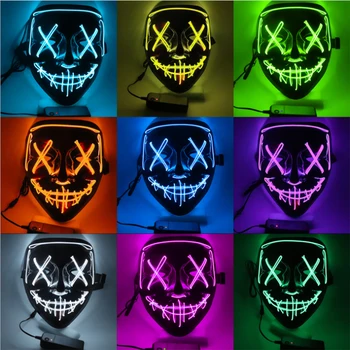 2020 Helovinas LED Kaukė Siaubinga Šviesos Kaukės Rinkimai Kostiumas DJ Šalies Šviesą Kaukės Švyti Tamsoje Filmą Cosplay Etapuose 