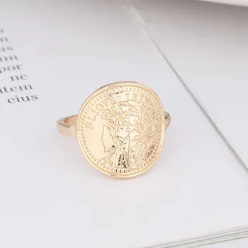 2020 Ins Vasarą Madinga Aukso Monetų Karalienė Minimalizmas Manžetai Piršto Midi Žiedai Korėjos Mados Šaliai, Papuošalai