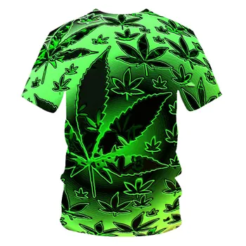 2020 Juokinga Natūralūs Dumbliai Kietas Šviežia Žalia Piktžolių Lapai Kaukolė Visą Spausdinti 3D T-shirt XXS-6XL