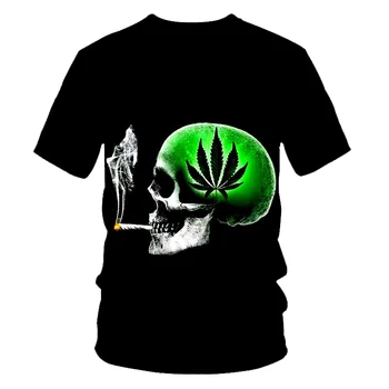 2020 Juokinga Natūralūs Dumbliai Kietas Šviežia Žalia Piktžolių Lapai Kaukolė Visą Spausdinti 3D T-shirt XXS-6XL