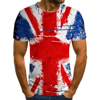 2020 karšto pardavimui naujas, didžiosios Britanijos vėliava 3DT marškinėliai vyrų ir moterų streetwear mados hip-hop įdomus Harajuku apvalios kaklo top marškinėliai