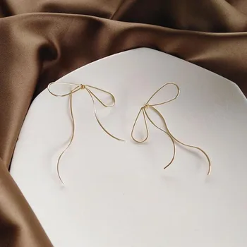 2020 korėjos dizaino mados juvelyrikos paprastas Aukso sidabro spalvos metalo linija lankas auskarai elegantiškas moteris Stud auskarai