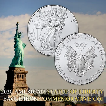 2020 m. Amerikiečių Laisvės Statula Erelio Moneta Sidabro padengtą Proginę Monetą 40mm x 3mm Surinkimo Bew Dovana, Namų Puošybai