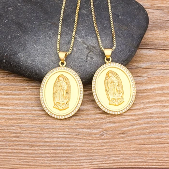 2020 m. Didmeninės 10 Stilius Klasikinis Mergelės Marijos Pakabukas Karoliai, Aukso Spalvos Our Lady of Guadalupe Religinių Juvelyrikos Colar Karoliai