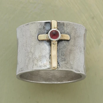 2020 m. Naujo Dizaino Vintage Kryžiaus Žiedai Moterims Bohemijos Antikvariniai Sidabro Spalvos, Padengtą Pareiškimą, Punk Rock Vyrų Mados Žiedas Papuošalai