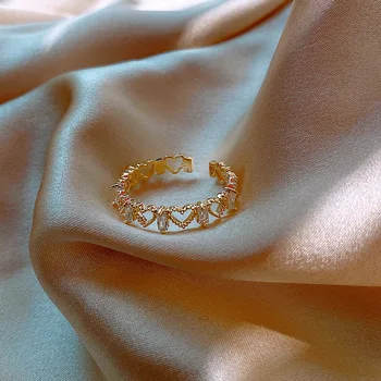 2020 m. Pietų Korėjos Tuščiaviduriai Širdies formos Aukso Atidarymo Žiedas Išskirtinį Mados Paprasta rodomojo Piršto Žiedą, Moterims, Banketų Papuošalai