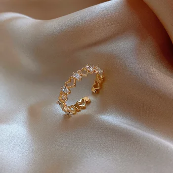 2020 m. Pietų Korėjos Tuščiaviduriai Širdies formos Aukso Atidarymo Žiedas Išskirtinį Mados Paprasta rodomojo Piršto Žiedą, Moterims, Banketų Papuošalai