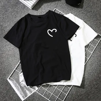 2020 metų Vasaros Moterims T-shirt Girls Harajuku Love Spausdinti Viršuje Marškinėlius trumpomis Rankovėmis, O ant Kaklo Porų Mėgėjams Medvilnės, baltos spalvos marškinėlius camiseta