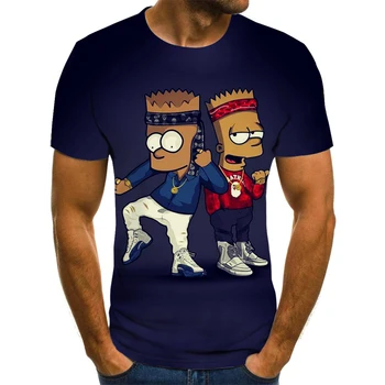 2020 metų Vasaros vyriški T-shirt 3D Atspausdintas Simpson Marškinėlius Atsitiktinis Mados Viršūnes Vyrų marškinėliai Juokinga Streetwear Hip-hop Trumpas Rankovės