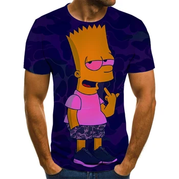 2020 metų Vasaros vyriški T-shirt 3D Atspausdintas Simpson Marškinėlius Atsitiktinis Mados Viršūnes Vyrų marškinėliai Juokinga Streetwear Hip-hop Trumpas Rankovės