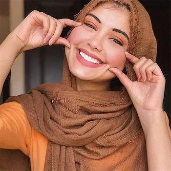 2020 Moterų Mados Vingiuoti Hijab Šalikas Minkštas Kieto Medvilnės Skarelė Skaros ir Apsiaustas Islamas foulard femme Musulmoniškų skarų
