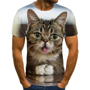 2020 Naujas Cool T-shirt Vyrai/Moterys 3d marškinėliai Spausdinimo dvi katės trumpomis Rankovėmis Vasaros Viršūnes Tees juokingi marškinėliai Vyrų XXS-6XL