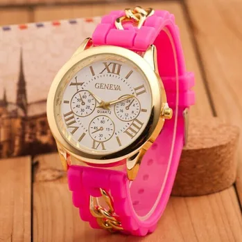 2020 Naujas Garsaus Prekės Ženklo Aukso Lydinio Grandinės Ženevos Atsitiktinis Kvarco Žiūrėti Moterų Silikoniniai Laikrodžiai Relogio Feminino Laikrodžius Karšto Pardavimo