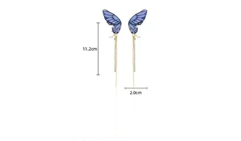 2020 Naujas mados bauda mėlynas drugelis modeliavimo saldus Moterų auskarai joker Ilgi kutai blizga kristalų vyresnysis Lašas auskarai