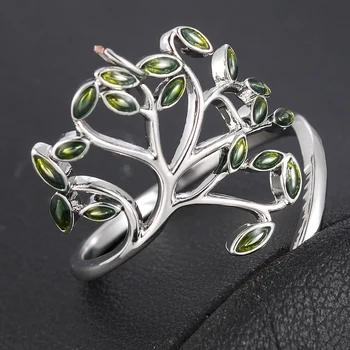 2020 Naujas Mados Gražių Moterų Vestuvės Vestuvinis Žiedas Žalia Olivīns Žiedo Atidarymo Žiedas Moters, Mergina, Paprasta Papuošalai
