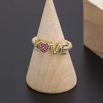 2020 Naujas Reguliuojamas Aukso Cloor Romantiškos Meilės Žiedai moterims, Moteriška Populiarus Mielas Rainbow Ring Bauda Vestuvės Dovanos