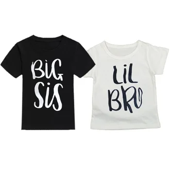 2020 Naujas Sis Bro Atitikimo Drabužius Raidė T-Shirts broliukas Baby Boy Laisvalaikio T-shirt Didelis Sesuo, Vasaros Mergaitės Tee Viršūnės