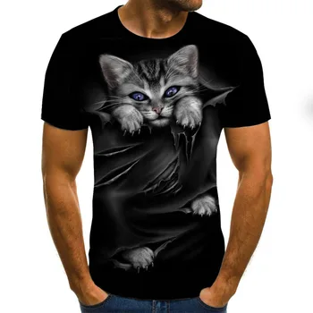 2020 naują spausdinimo 3D marškinėliai atsitiktinis vasaros mados cute kačių spausdinti trumpomis rankovėmis T-shirt vyrams gatvėje