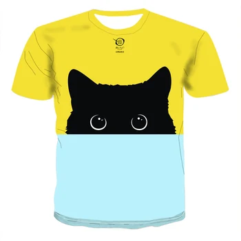 2020 naują spausdinimo 3D marškinėliai atsitiktinis vasaros mados cute kačių spausdinti trumpomis rankovėmis T-shirt vyrams gatvėje
