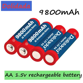 2020 Naują Žymą AA baterijos 9800 mah įkraunamos baterijos AA 1,5 V Įkrovimo Naujas Alcalinas drummey +1pcs 4-cell baterijos įkroviklis