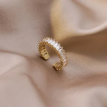 2020 Naujų korėjos sutartis temperamentas blizga kristalų Madinga Žiedai, saldus geometrinis atidarymo Šalies Moterų Žiedų, reguliuojamas