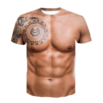 2020 perkamiausių naujų Juokinga 3D Raumenų Marškinėliai Vyrams Vasaros trumpomis Rankovėmis Fitneso Tee Kietas Streetwear 3D Spausdinimo Netikrą Raumenų T-shirt