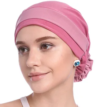 2020 ruožas vidinis hijab kepurės musulmonų skrybėlę turbaną femme musulman turbante pasirengę dėvėti hijab variklio dangčio gėlė indijos headwrap chemo