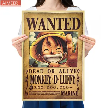 2021 Anime One Piece Monkey D. Luffy Atlygį Serijos Kraftpopieris Plakatas Pobūdžio Namų Dekoro Dažymo Sienų lipdukai 52*ne didesnis kaip 36 cm