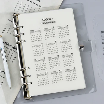 2021 Kalendorių 6 skylę Sąsiuvinis Planuotojas Papildymo Skaidrus A5 A6 Puslapis Indekso Daliklis Žurnalų Prekes