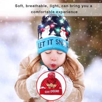 2021 Naujųjų Metų Dekoracijas LED Kalėdų Skrybėlę Megztinis Megztas Beanie Kalėdų Šviesos Iki Megzti Skrybėlę Kalėdų Dovana Vaikams Kalėdos