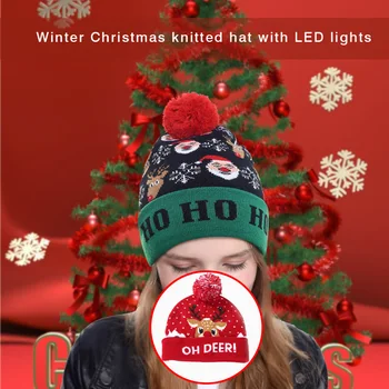 2021 Naujųjų Metų Dekoracijas LED Kalėdų Skrybėlę Megztinis Megztas Beanie Kalėdų Šviesos Iki Megzti Skrybėlę Kalėdų Dovana Vaikams Kalėdos