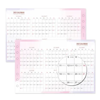 2021 Planuotojas, Kalendorius Darbotvarkės Organizatorius A5/A6 6 Žiedinių Segtuvų Vidinių Puslapių Kalendorius Palaidų Lapų Lankstymo Popieriaus Dozatoriais Popieriaus Šerdelės,