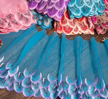 20cm Pločio NAUJA spalvinga gėlių siuvinėjimas nėrinių apykaklę Audinio Siuvimo, Aplikacijos 