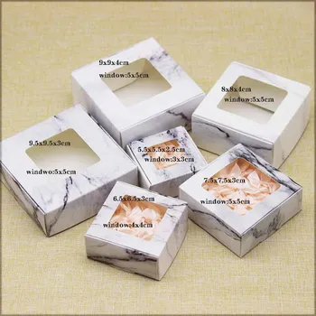 20pc Zerong Aikštės dydžio dovanų dėžutėje su langeliu Marbling stiliaus paketas dėžučių tortas slapukus Vestuvių namų šaliai suppiles pakuotės dėžutė