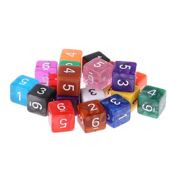 20pcs 6 Sided Dice Nustatyti Su Numeriais Šalies Stalo Žaidimas Vaikus Matematikos Praktika, Įvairių spalvų Permatomas Polyhedral Kauliukai Urmu Šeimos
