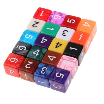 20pcs 6 Sided Dice Nustatyti Su Numeriais Šalies Stalo Žaidimas Vaikus Matematikos Praktika, Įvairių spalvų Permatomas Polyhedral Kauliukai Urmu Šeimos