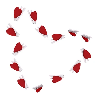 20Pcs Mielas Mini Raudona Širdies Formos Medinis Foto Popieriaus sąvaržėlės Memo savininko Namų Puošybai Įrašų Biuro Aksesuarai