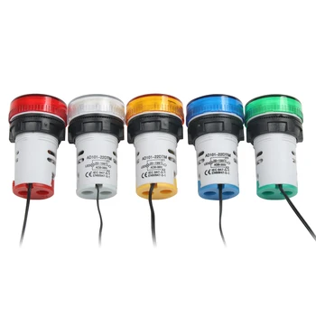 22mm Mini plastiko LED skaitmeninis termometras 20-119 Celsijaus 50-380V AC Juoda Raudona Balta Geltona Žalia pilotas, šviesos, temperatūros matuoklis